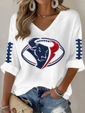 Women'S Football Print Waffle Top