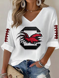 Women'S Football Print Waffle  Top
