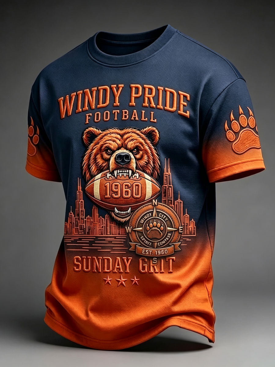 Men'S Football Fan Print Casual T-Shirt