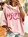 Women'S Vintage Breast Cancer Ribbon Print Hoodie