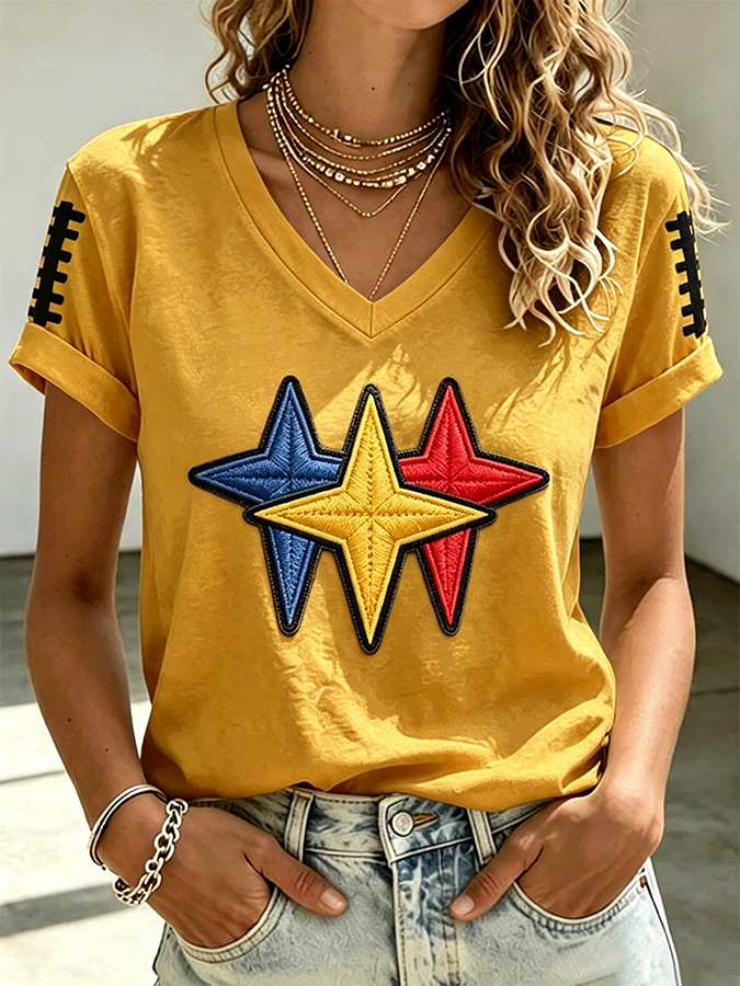 Women'S Casual Football Printed T-Shirt