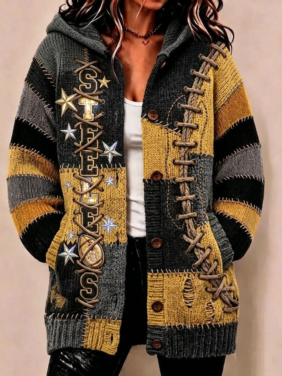 Women's Football Printed Casual Cardigan