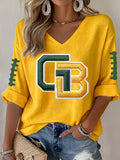 Women'S Football Print Waffle Top