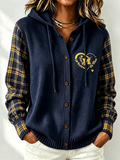 Women'S Football Fan Printed Casual Hooded Sweatshirt