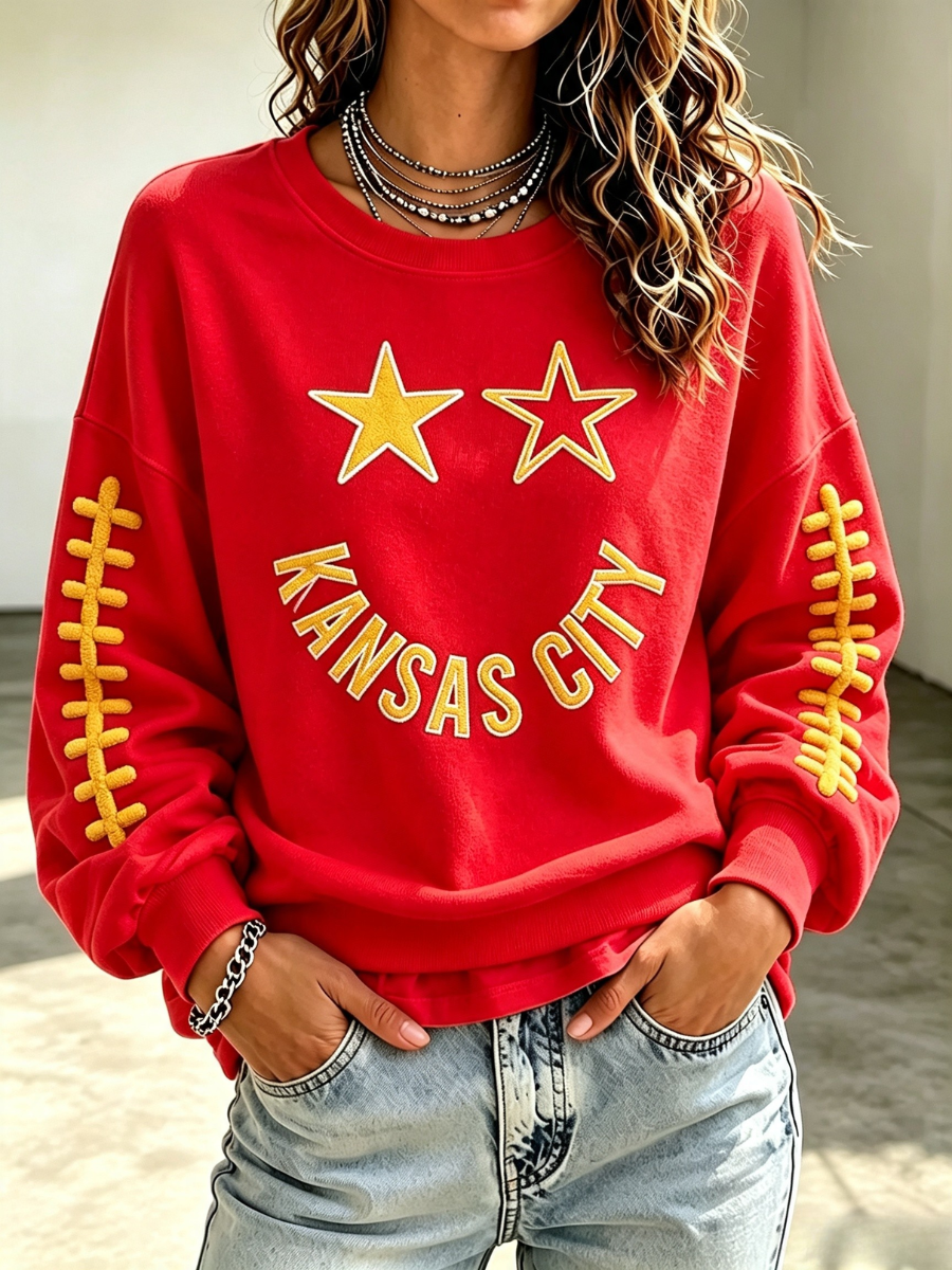 Women's Football Printed Casual Sweatshirt