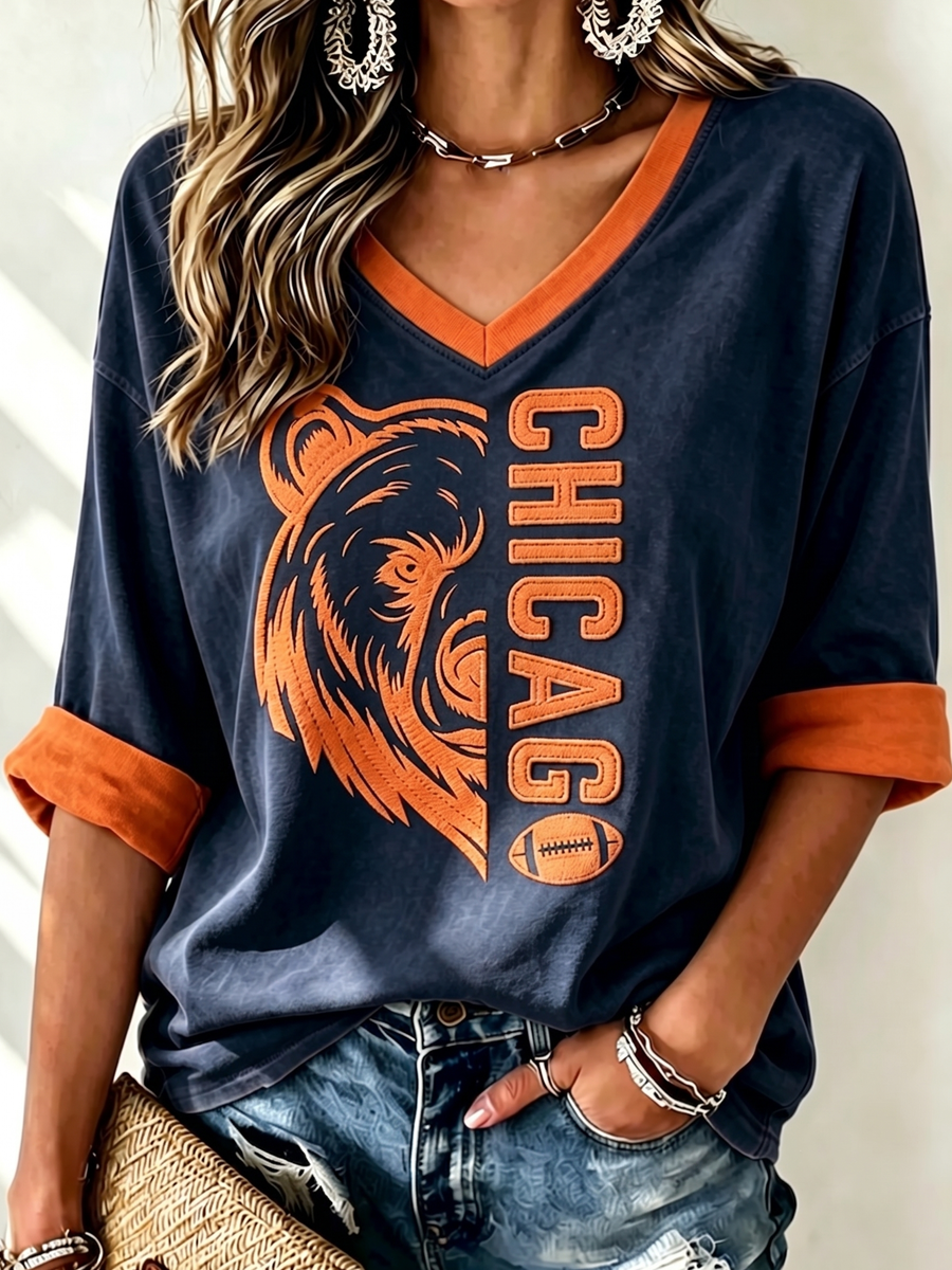 Women'S Football Printed Short Sleeved T-Shirt