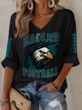 Women'S Football  Print Waffle  Top