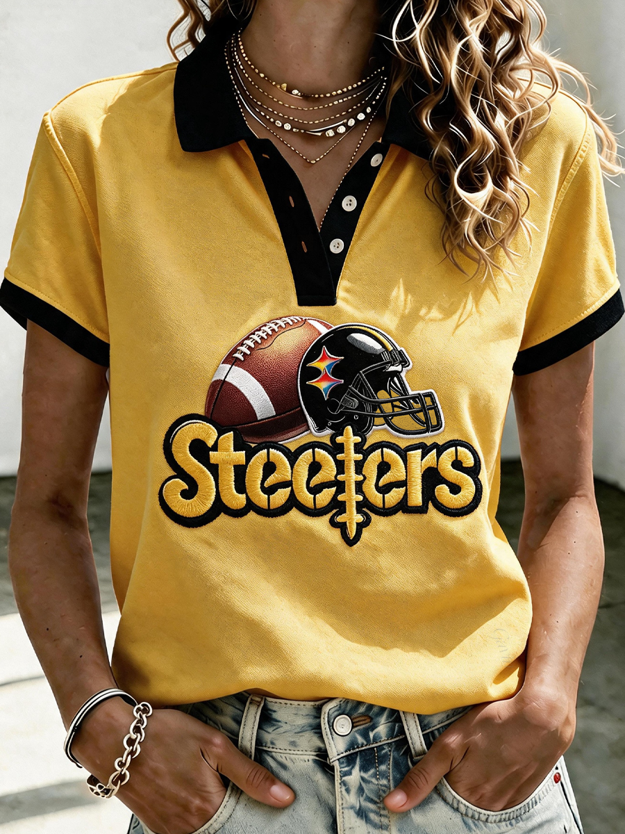 Women'S Football Fan Printed Print Casual Polo Shirt