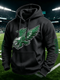 Men'S Casual Football Print Hooded Sweatshirt