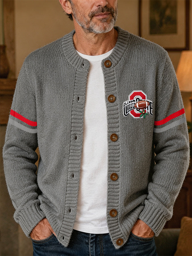 Men'S Casual Football Knitted Cardigan Top