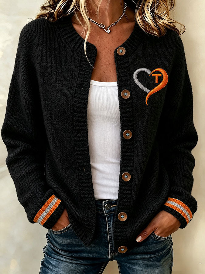 Women'S Casual Football Print Knitted Cardigan Top