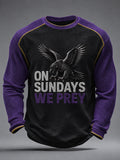 Men's Football Fan Print Waffle Long Sleeve T-Shirt