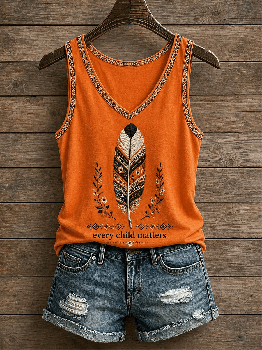 ❤️Buy 3 Get 20% Off❤️Women's Orange Shirt Day Print Casual Vest