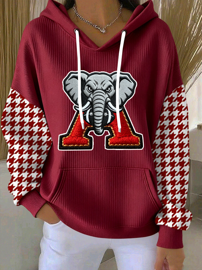 Women'S Football Print Hooded Sweatshirt
