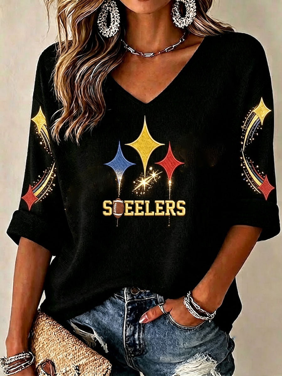 Women'S Football Print Waffle Top