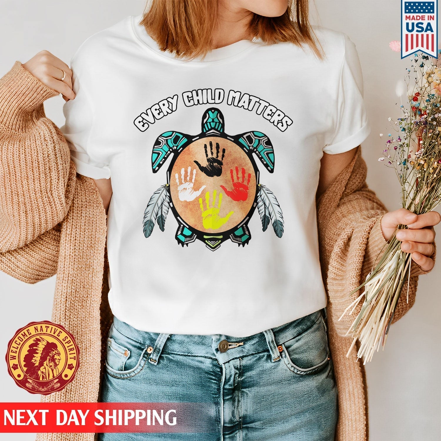 Feather Hand Color On Turtle For Orange Shirt Day Unisex T-shirt/Hoodie/Sweatshirt