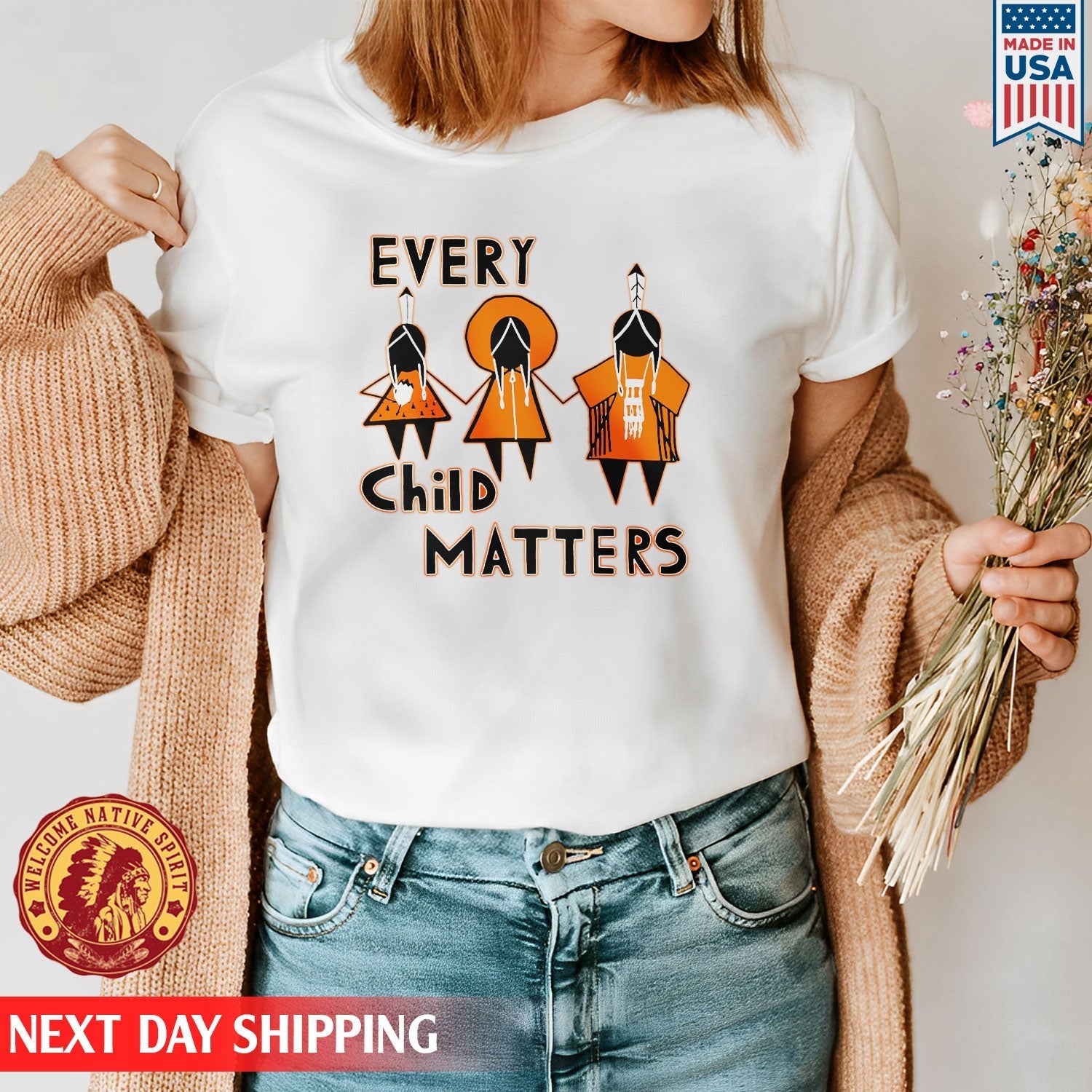 Every Child Matters Three Children Together Wear Orange Day Unisex T-shirt/Hoodie/Sweatshirt