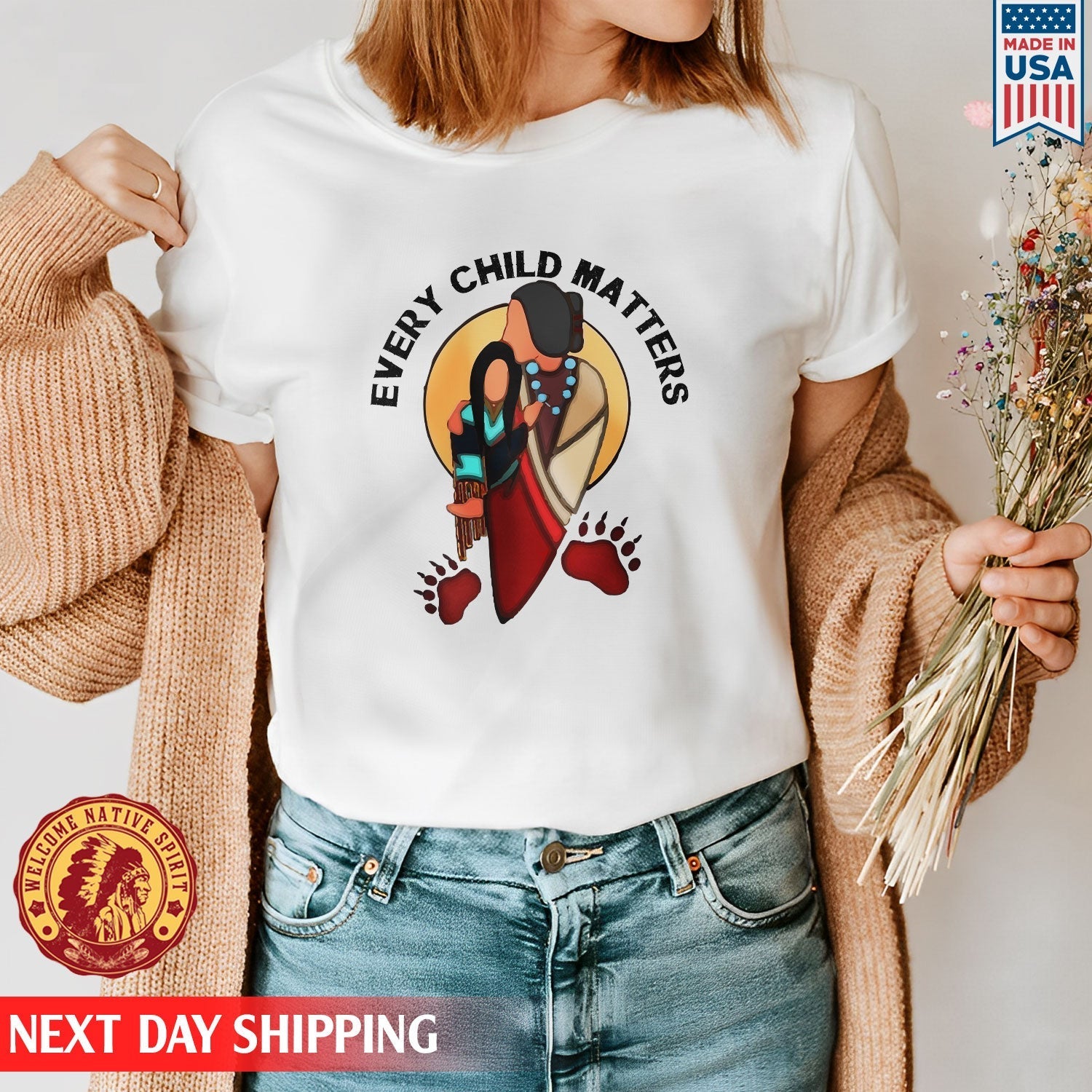 Every Child Matters Grandma With Niece Indigenous Orange Shirt Day Unisex T-shirt/Hoodie/Sweatshirt