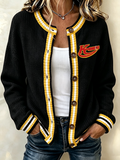Women'S Casual Football Print Knitted Cardigan Top
