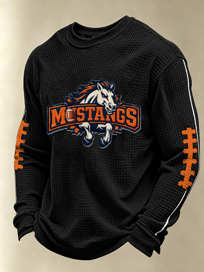 Men's Football Waffle Fabric Long-sleeved T-shirt