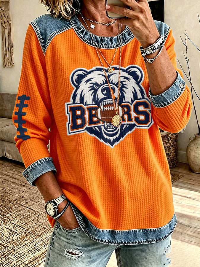 Women'S Football Printed Casual Long Sleeve Top