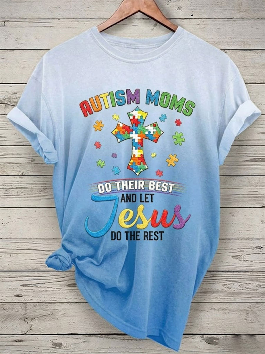 Women'S Casual Autism Awareness  Print T-Shirt