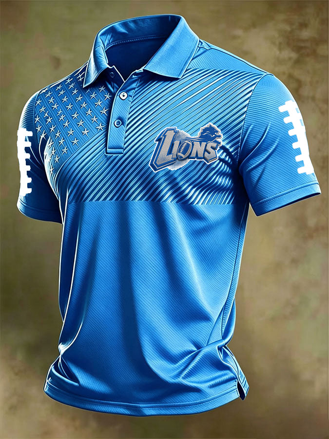 Men'S Football Print Polo T-Shirt
