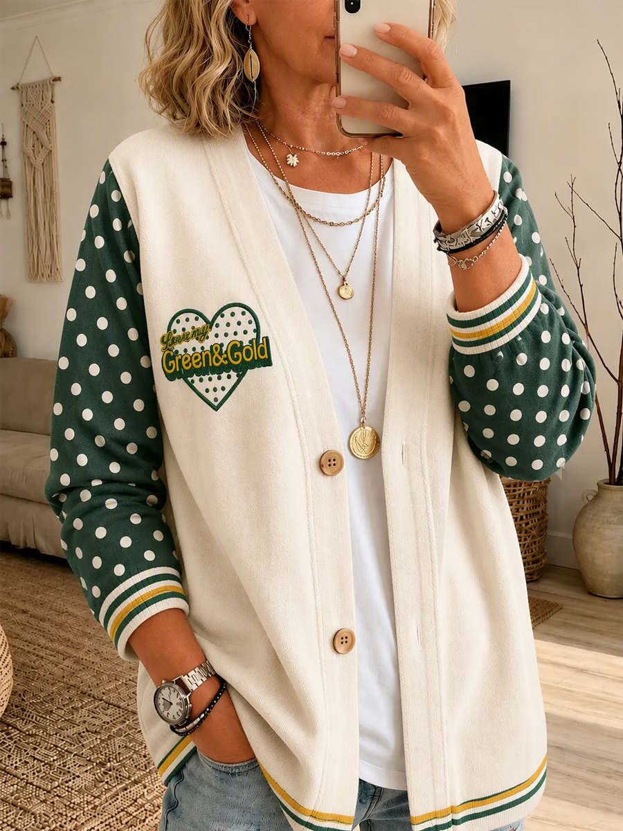 Women'S Football Print Cardigan