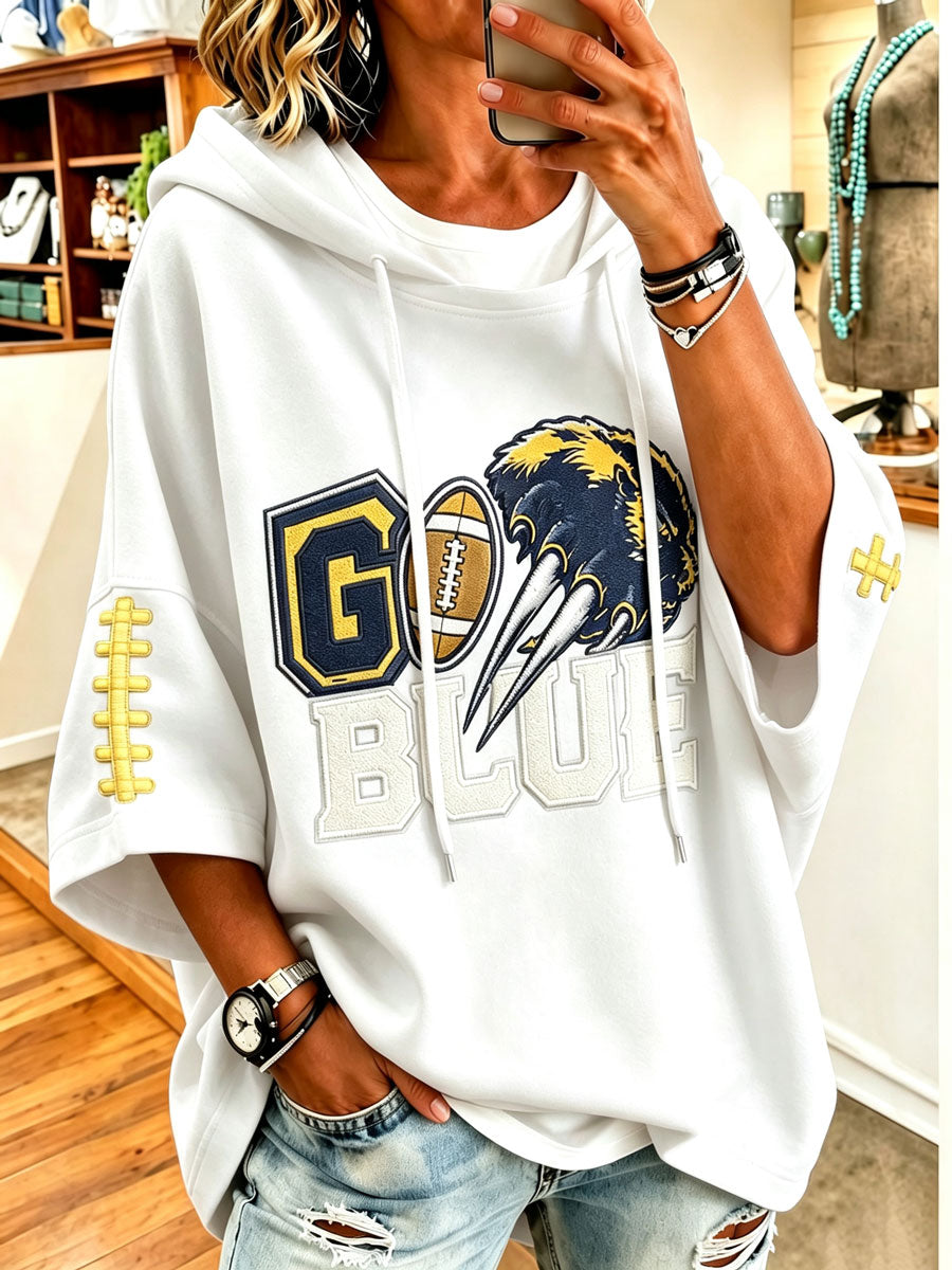 Women'S Retro Rugby Printed Hoodie