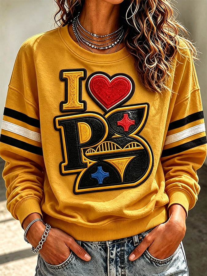 Women'S Retro Rugby Round Neck Sports Shirt