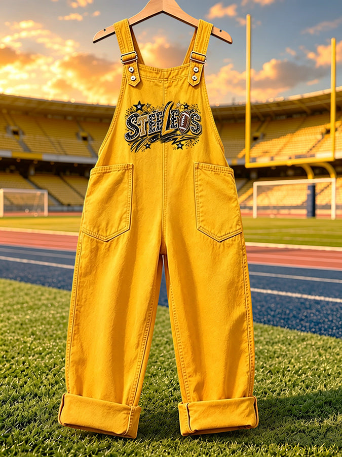 Women'S Football Fans Print Patchwork Jumpsuit
