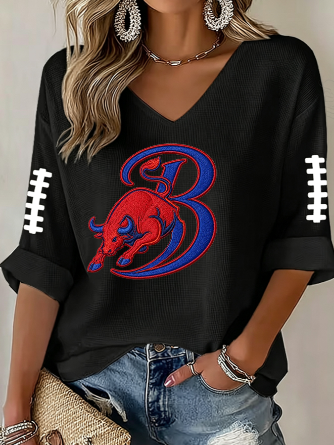 Women's Go Football Waffle Top