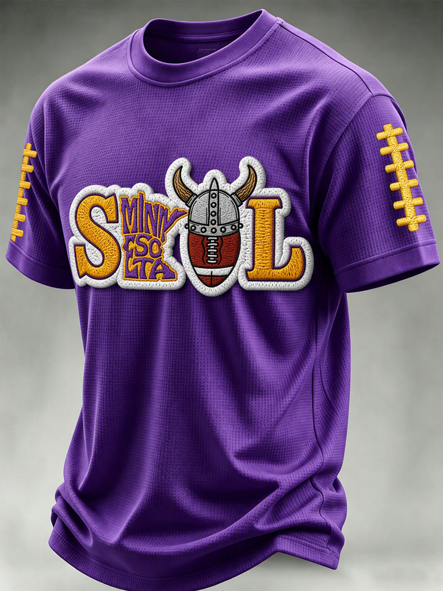 Men'S Football Print Waffle T-Shirt