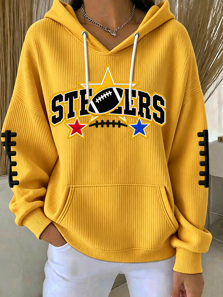 Women'S Football Print Hooded Sweatshirt