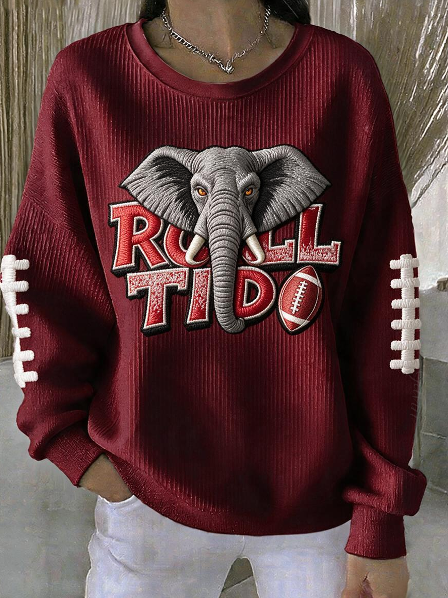 Women'S Football Print Casual Sweatshirt