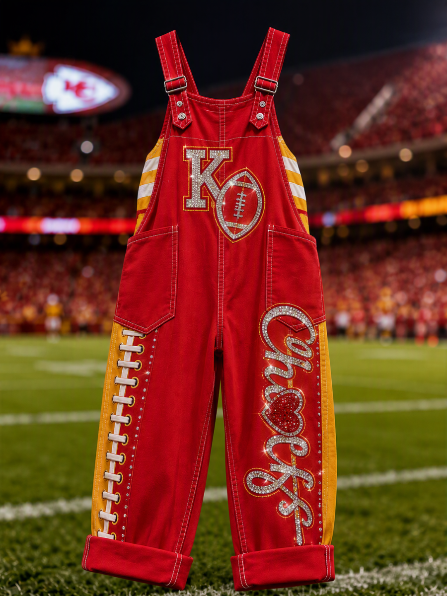 Women'S Football Fans Print Patchwork Jumpsuit