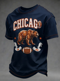 Men's football printed short sleeved T-shirt