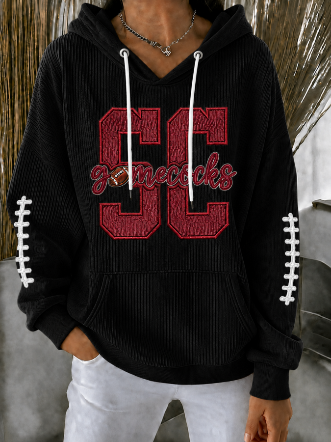 Women'S Football Printed Hooded Sweatshirt