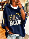 Women'S Retro Rugby Printed Hoodie