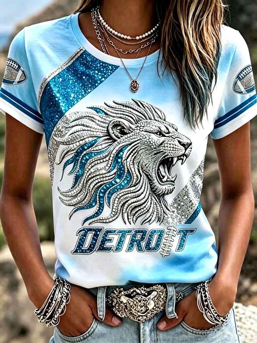 Women'S Fan Printed Round Neck T-Shirt