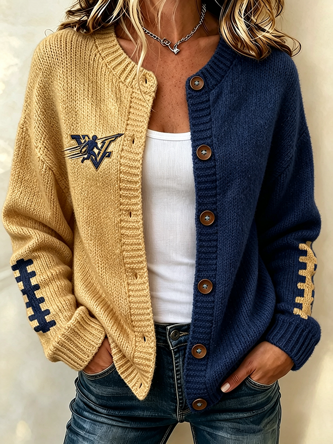 Women'S Football Fans Printed Knitted Cardigan Top