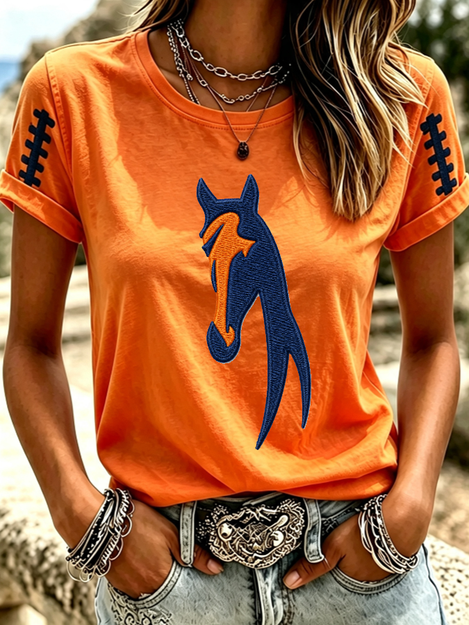 Women'S Casual Football Tie Dye Sports T-Shirt