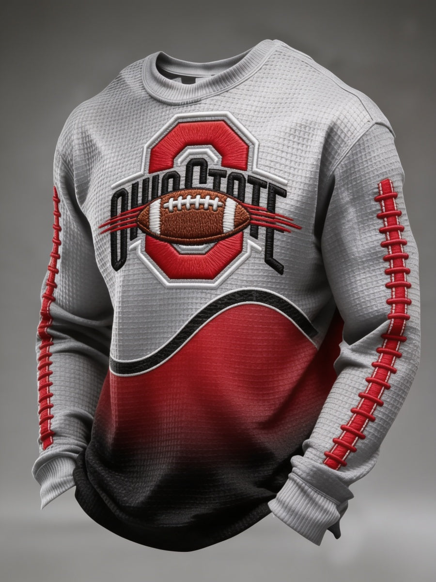 Men'S Football Game Printed Waffle Sweatshirt