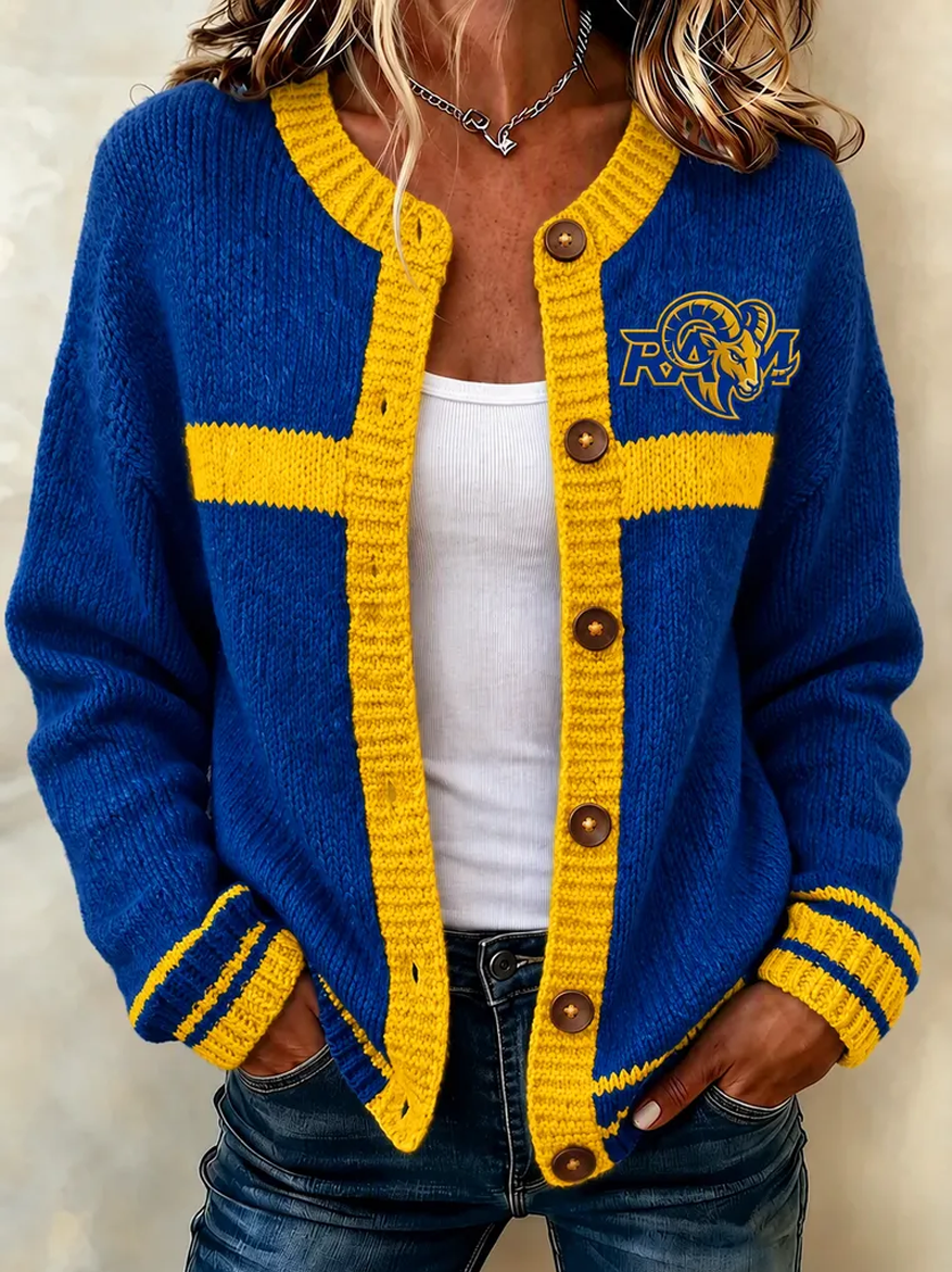 Women's casual Football plant knitted cardigan top