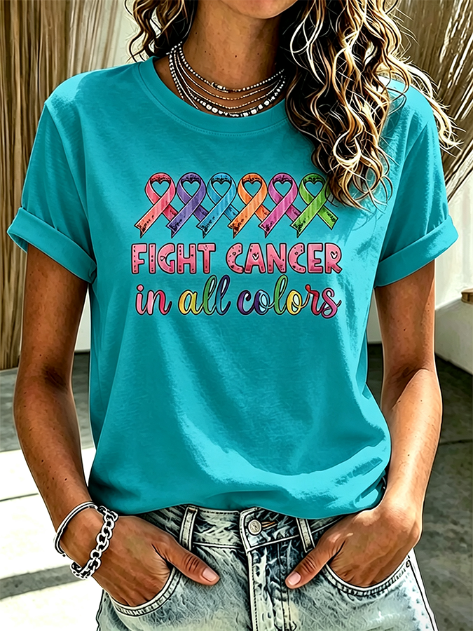 Women'S Casual All Cancer Fight T-Shirt