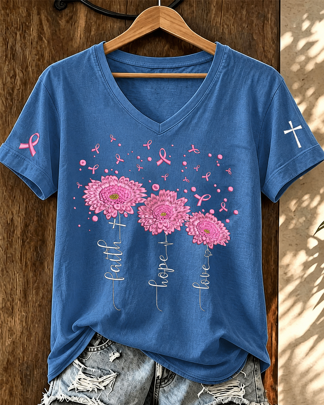 Women'S Belief And Breast Cancer Promotion Printed Casual T-Shirt