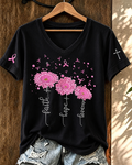 Women'S Belief And Breast Cancer Promotion Printed Casual T-Shirt