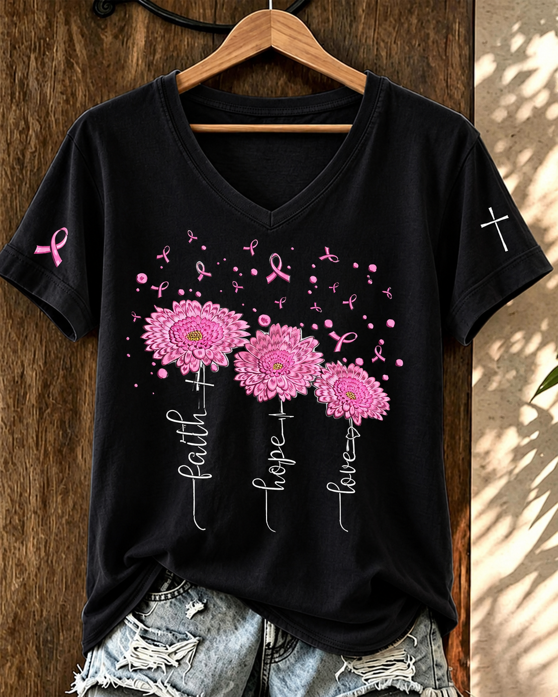 Women'S Belief And Breast Cancer Promotion Printed Casual T-Shirt