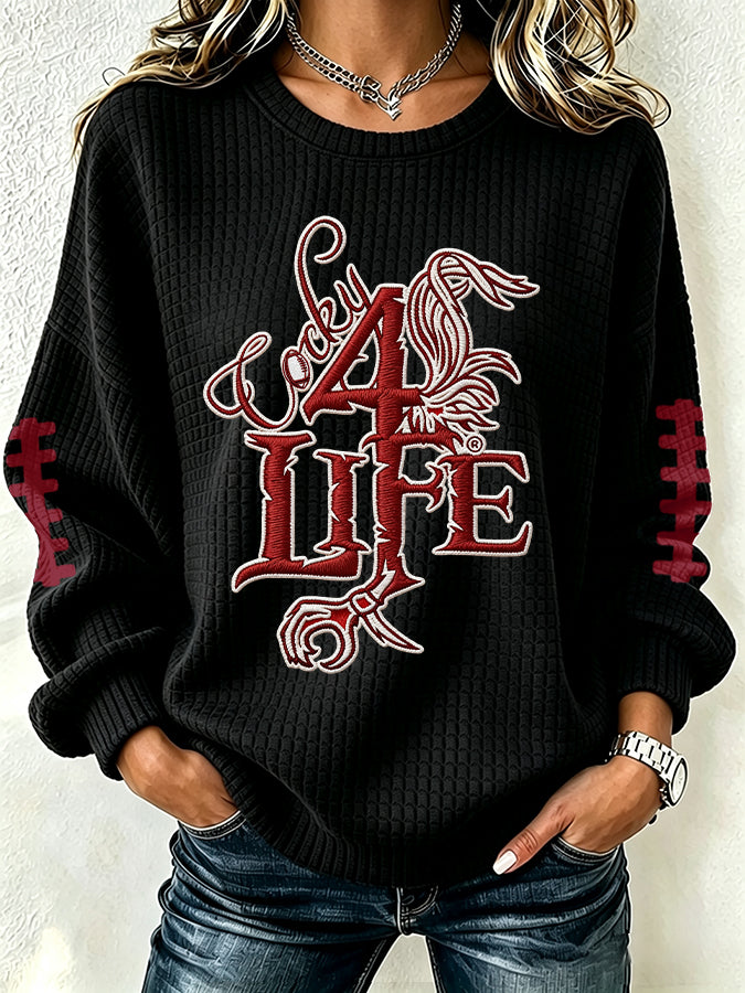 Women'S Football Print Checkered Sweatshirt
