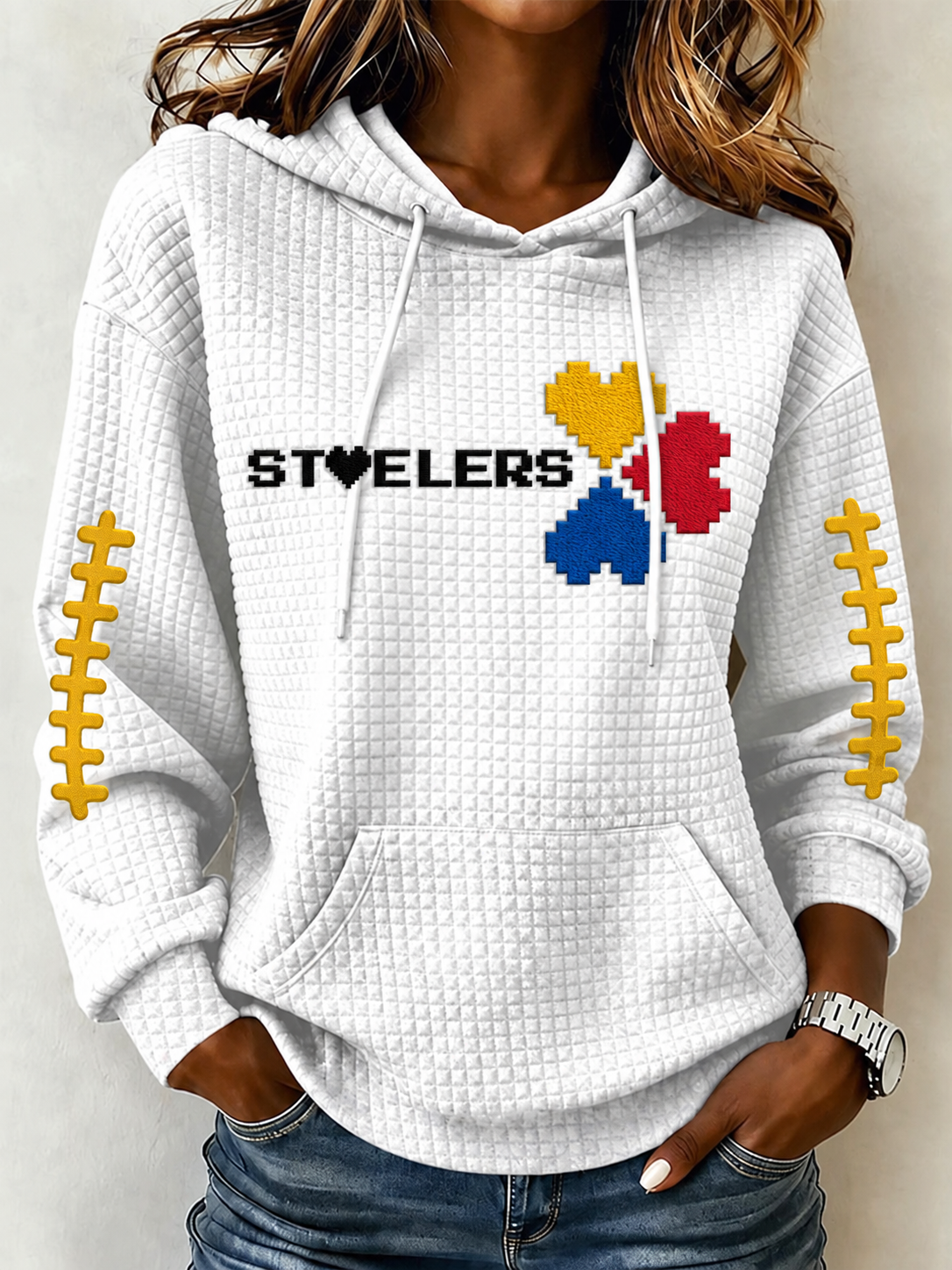 Women'S Football Print Hooded Sweatshirt